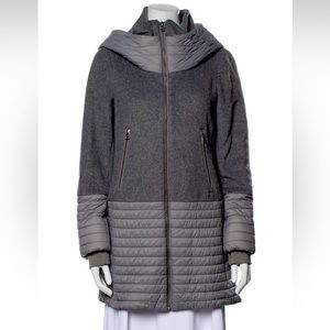 Soia & Kyo Mixed Media Hooded Coat Grey